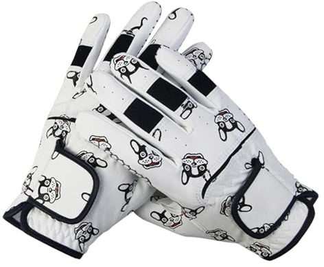 Qraatosi 2 Guantes de Golf para Niños con Estampado de Perro, Flexibles, de Secado Rápido Y Multiusos. Accesorios Y Equipamiento, L