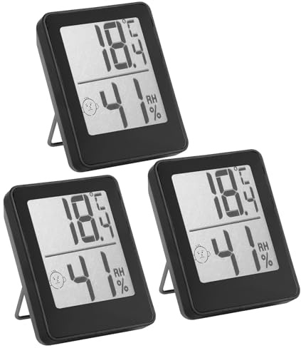 Room Thermometer Indoor Hygrometer (3 Pack), Digital Temperature and Humidity Meter Monitor, Mini Accurate Sensor Gauge for Home, Baby Nursery, Greenhouse and Office