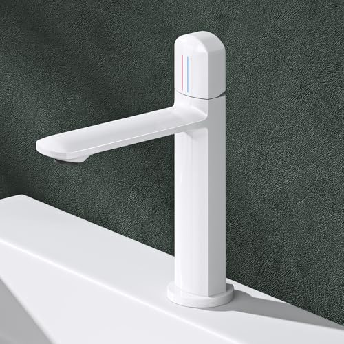 Mai & Mai Wasserhahn Bad 20,9cm hoch, Waschtischarmatur Glänzend weiß