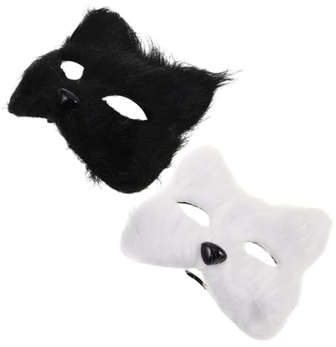Garneck 2 Pièces Renard Demi-visage Fausse Fourrure pour Adultes Animal Confortable et Accessoire Cosplay Polyvalent pour Halloween Bal Masqué et Fêtes de Noël Lot