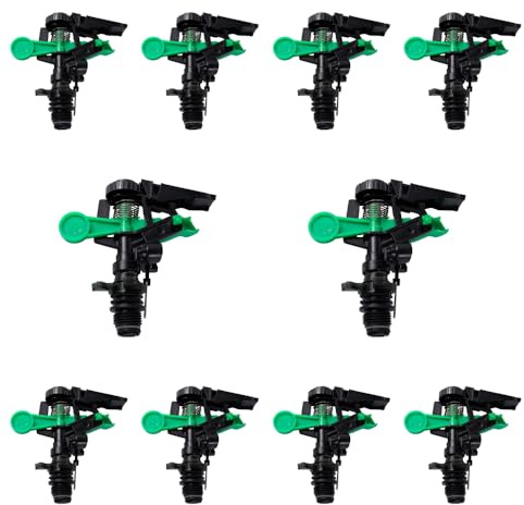 RIEGOPRO Aspersor de Riego 1/2 Rosca Macho – Sectorial o Circular 360° Ajustable – Alcance 5-13 m, Caudal 800-1300 L/h, Presión 0,5-4,0 Bar – Plástico + Acero Inoxidable para Jardín y Césped (10)