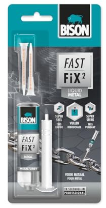 Bison Fast Fix² - Metallo liquido 10 g, colla a 2 componenti, metallo, reaparetie, capacità di riempimento fino a 5 mm