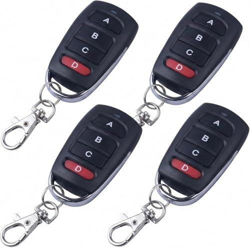4X Mando Garaje Universal 433.92MHz Código Fijo (No Rolling Code), Mando a Distancia Duplicador 4 Botones para Puerta, Cancela y Alarma, Llavero Clonador Compatible con 1527 2262