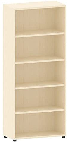 Dila GmbH Aktenregal 5 Fächer versch. Farben | Büroregal 5 OH aus Holz | Ordnerregal Standregal H183 x B80 x T40 cm | höhenverstellbare Regalböden u. Stellfüße | Made in Germany (Ahorn)