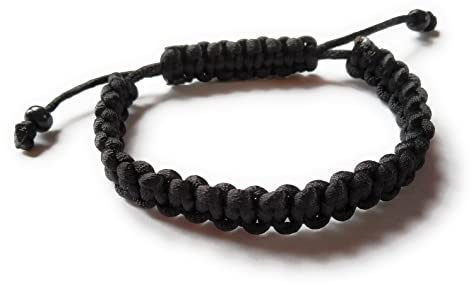 Bracelet tibétain homme noir en fil de soie. Bracelet ajustable, fait main. Mode hommes