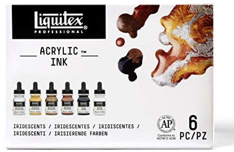 Liquitex 3699315 flüssige Professional Acrylfarben - Ink, Set - 6 Farben a 30 ml Tusche, metallische farben