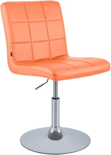 CLP Esszimmerstuhl höhenverstellbar mit Lehne Ricky, 360° Drehstuhl gepolstert mit Kunstlederbezug, Metallgestell in Chromoptik, Farbe:orange