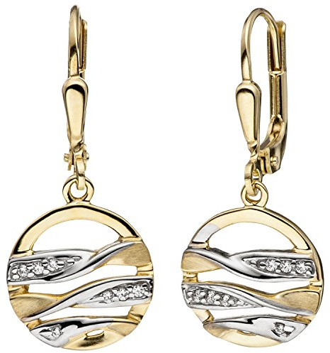 Jobo Damen-Ohrhänger aus 8 Karat 333 Gold Bicolor mit 14 Zirkonia Rund