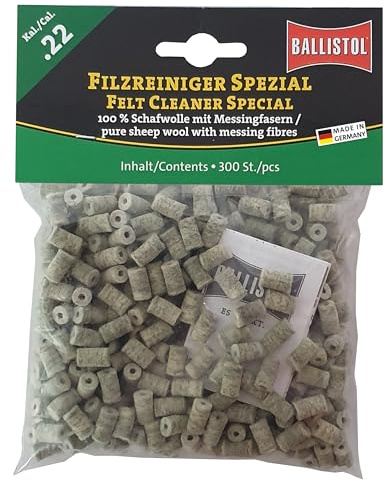 BALLISTOL 23195 Filzreiniger Spezial, Kal 22, 100% Schafwolle, 300 Stück