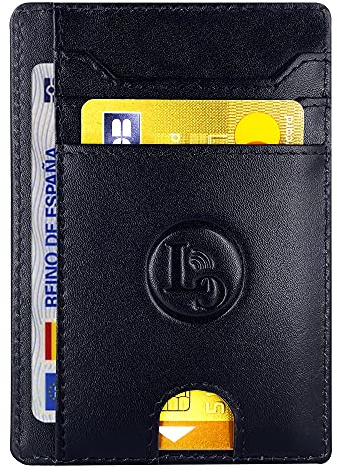 LuxyGo Kartenetui aus Leder – Unisex RFID Portemonnaie – Schlankes Etui für Kreditkarten, Ausweis und Geld – Kompakt, elegant, sicher