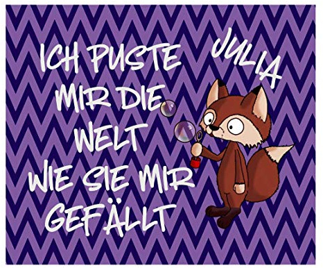 Farbwuselei Brillenputztuch Miezo Fuchs Lila Zickzack Ich puste Mir die Welt wie sie Mir gefällt Mit Namen individuell originell besonders Geschenk überraschung