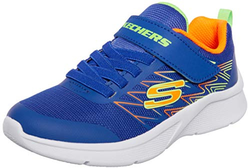 Skechers Jungen Microspec Texlor Sneaker, Blå textil orange lime trim, 35.5 EU