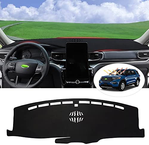 Autorder Dashboard Cover Mat for 2020-2024 2025 2026 Ford Explorer Accessories Dash Cover Flannel Dash Mat Sunshade Glare UV Rays Protector