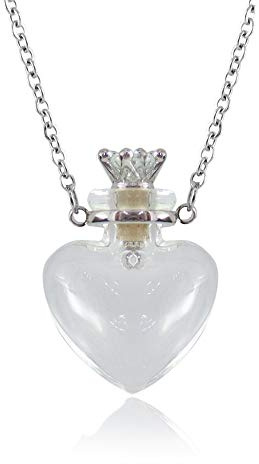 IVYRISE 1PC Clear Heart Vial Perfume Bottle Necklaces Stainless Steel Chain Make a Wish blood vial necklace Women Jewelry