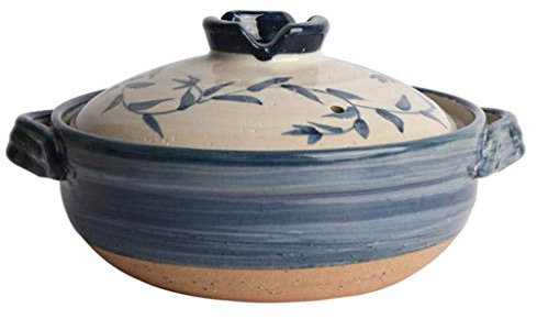 SSB Olla de cerámica japonesa Donabe, olla de arcilla de loza, cacerola redonda, olla de sopa resistente al calor, olla lenta para cocinar arroz a 1,2 l (color: B, tamaño: 1,2 L)