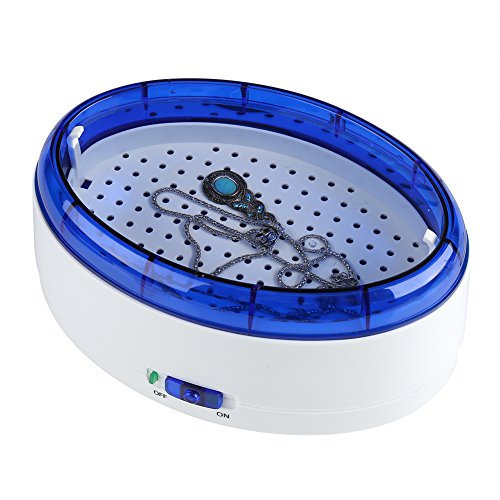 Wakects Nettoyeur à ultrasons 18 x 13 x 11 cm, machine à laver à ultrasons professionnelle, avec plateau amovible, pour bijoux/lunettes/montres/bagues/colliers/pièces ou autres petits produits