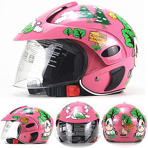 SUNSHOP Kinderhelme, Motorrad-Kinderhelme, Vier Jahreszeiten Kinderhelme Jungen Und Mädchen Helme, 3-8 Jahre Alte Kinderhelme, 48-52Cm Kinder,Rosa