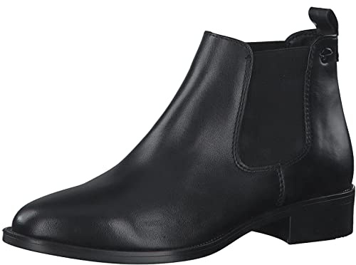 Tamaris Mujer Botines, señora Botas Chelsea,Botas,Medias Botas,botín,Bota de Deslizamiento,Plano,Black,38 EU