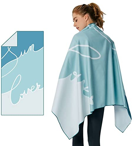 LumiSyne Mikrofaser Strandtuch UPF 50+ Groß Doppelseitiges Strandhandtuch Saugfähiges Schnelltrocknend Sandfreies Handtuch Leichte Kompakt Reisehandtuch Für Strand Schwimmen Sport Yoga Fitness Camping