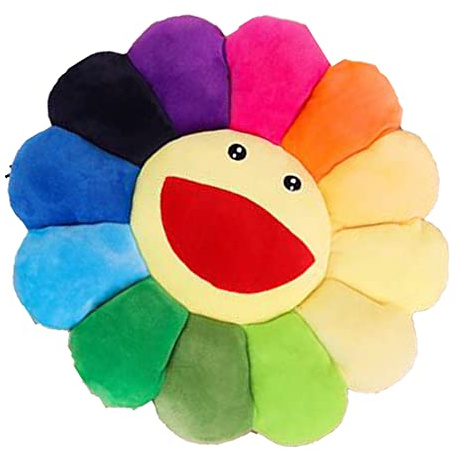 OUKEYI 21.6“Sunflower Pillow, Soft and Comfortable Sunflower Smiley Cushion Floral Plush Pillow, Colorful Sunflower Plush Toys Home Bedroom Store Restaurant Decoration,