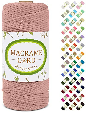 Makramee Garn 3mm x 100m, LEREATI Macrame Cord 3mm Baumwollgarn Baumwollschnur Baumwollkordel Baumwollseil, Makramee-Garn Geflochten für DIY Basteln Wandbehang Hängepflanze Vorhang (Ziegelrot)