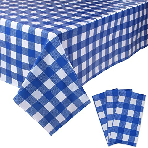 Kesfey 3 tovaglie usa e getta, 137 x 274 cm, in plastica, rettangolare, per gastronomia, feste, matrimoni, barbecue, picnic, 3 pezzi