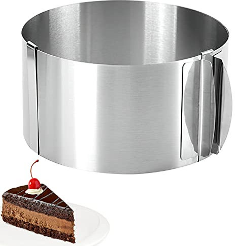 HENGBIRD Anello per torta regolabile in altezza 8,5 cm, in acciaio inox regolabile, forma stabile, anello per torta regolabile per la preparazione di torte e torte