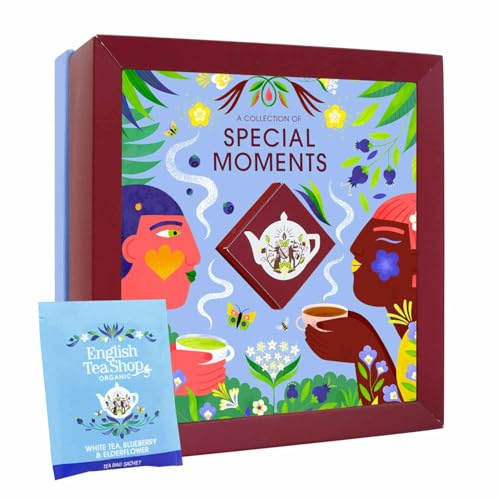ETS Tee Geschenkset Special Moments | Dankeschön Geschenk zum Jubiläum, Geburtstag, Ostern, Weihnachten | 4 x 8 Sorten | BIO | 32 Teebeutel