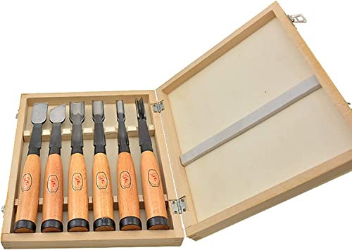 Juego de cuchillos para tallar madera Cuchillo para tallar madera hecho a mano, juego de cinceles de 10 piezas Cinceles para tallar, herramientas con hoja de acero frontal + mango de madera maciza,