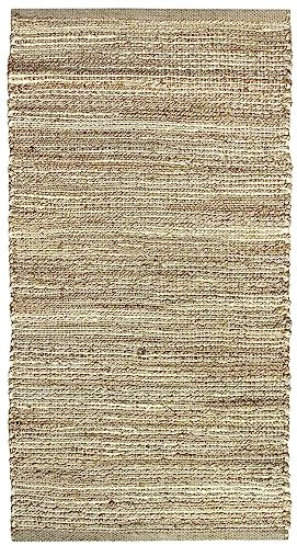 HAMID - Alfombra de Yute Nur, 100% Fibra de Yute Natural, Alfombra Suave, Tejida a Mano, Alfombra de Salón, Comedor, Dormitorio, Pasillos, Entrada, (D1, 110x60cm)