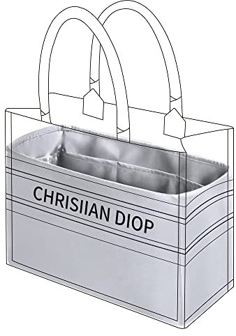 DGAZ Taschen Organizer Einsatz, Seide Taschenorganizer für Book Tote Mini/S/M/L Tasche, Seidige Berührung Bag in Bag Organizer (Pearl Grey, Large)