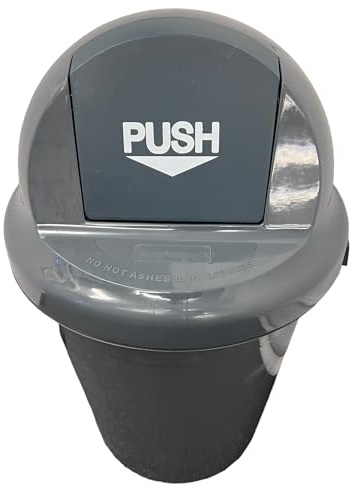 Chabrias Ltd Dark Grey Plastic Rubbish Bin - 110 Litre Heavy-Duty Recycling Bin With Push Flap Lid