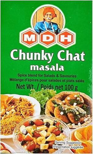 MDH Various Seasoning Masala Powder - Spices Mix Curry Masala Recipe Mixes Casserole Seasoning Herbs - Aromatic & Enhances the flavor of the meal (Chunky Chat Masala (100g), Pack of 1)