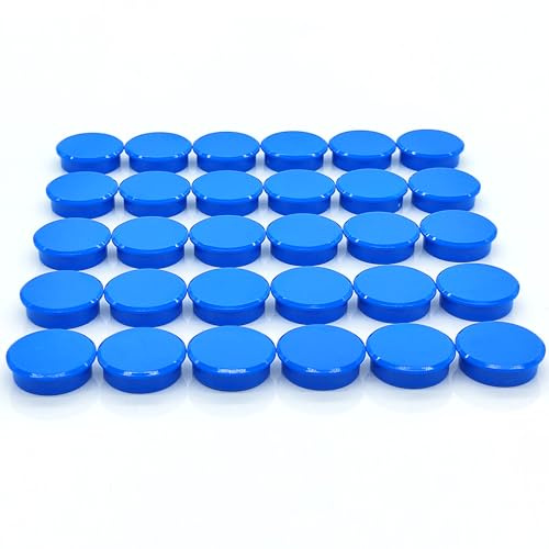 PYJLBX Kleine runde Kühlschrankmagnete, 30 Stück, blau, starke Mini-Magnete für Whiteboards, Pinnwände, Büroorganisation, Schul- und Klassenzimmerbedarf, niedliche dekorative Magnete für Erwachsene