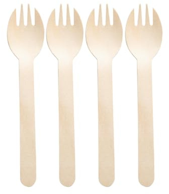 160mm Wooden Sporks – Pack 1000-100% Compostable Biodegradable Utensils | Eco-Friendly Spoon-Fork Combo for Events, Camping, Parties | Bulk Disposable Cutlery for Sustainable Living