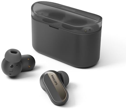 Philips TAT6908BK Cuffie True Wireless | Auricolari Bluetooth In-Ear | Resistenza agli Schizzi IPX4 | 28 Ore di Riproduzione con Custodia di Ricarica | 4 Misure di Auricolari in Silicone | Nero