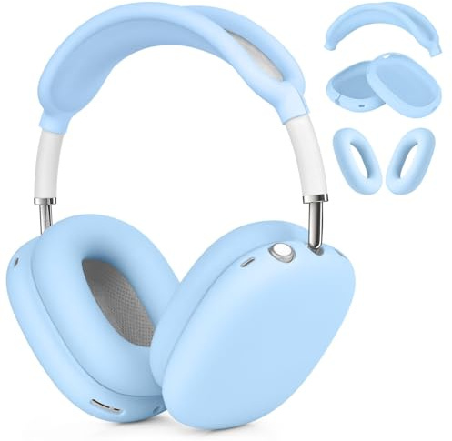 VISOOM Silikon Schutzhülle für Airpods Max 2 Hülle | weiche & stoßfest Ohrmuschel-Abdeckung, Ohrpolster, Kopfbandabdeckung für Apple Airpods Max Case(2024/2020)-Himmelblau