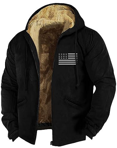 KONG JIMFAN Puffer Jacke Herren Hoodie Aesthetic -Mäntel Für Herren Herren Outdoorjacke Hoodie Jacke Herren Softshell Jacke Herren Skijacke Herren 3 In 1 Jacke Herrenjacken Winter(Black,6XL)