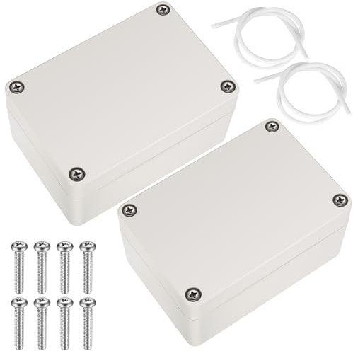 2 Pcs Waterproof Junction boxes, Outdoor Electrical Box Waterproof, Electronic Plastic Project Junction Box Enclosure, for Electronics, Power, Instrument Case Box - 100x68x50 mm/off-white