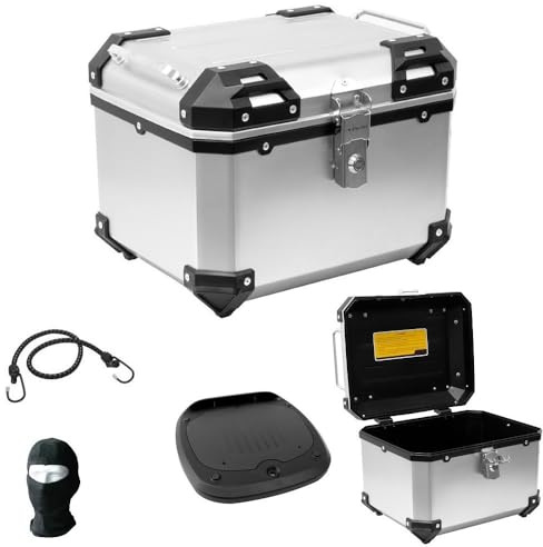 KOMPATIBEL MIT Honda XL 750 TRANSALP Koffer-TOPCASE 38 LT ALUMINIUMFARBE + Platte FÜR Motorrad-Scooter-GEPÄCKTRÄGER 2 DEMIJET-HELME ODER 1 UNIVERSAL MODULAR-Integral