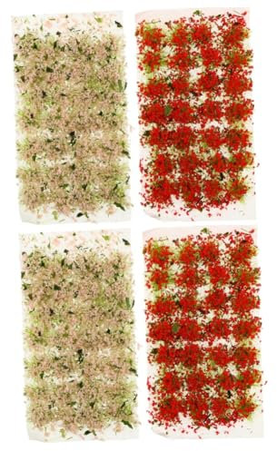 DIYEAH 4 Kisten Grasschuppen Pflanzendekor Dioramenbedarf Sandgras Mini-blumenvegetationsgruppen Grasbüschel Sandtisch Handschuhe Mini-grasbüschel Miniatur Eicheln Kunstrasen Harz Bahn