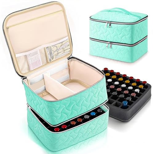 DreamGenius Nail Polish Organizer Bag Holds 42 Bottles, Green