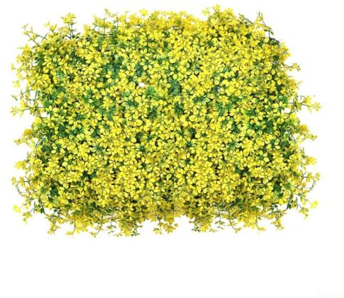 Künstliche Heckenpflanzen, 40 x 60 cm, für Pflanzen, Wand, Sichtschutz, Blatthintergrund für Zuhause, Garten, Dekoration (gelb)