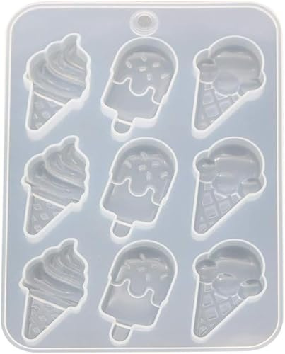 White Cake Mold, Ice Cream Popsicle Cute Food Keychain Pendant Silicone Resin Mold Jewelry Tools,Jewelry Boxes and Organizers,Ice Pop Molds,Jewelry Towers