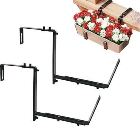 Blumenkastenhalterung für Fenster – verstellbare Blumenkastenhalterung, Balkontopfhalter | Halterung für Blumentöpfe auf Eisenschiene, robuste Blumenkastenhalterungen für Terrassengeländer