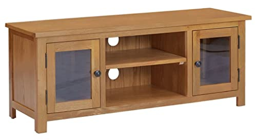 KTHLBRH Bestier TV Fernseher Ständer Standfuß Fernseher Lowboard TV-Schrank 110x35x44 cm Massivholz Eiche