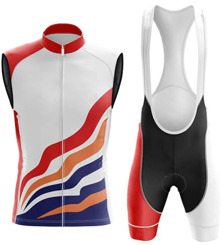 Abbigliamento Ciclismo Uomo Estivo Completo Bici MTB Tuta Ciclista Senza Maniche,Maglietta Bicicletta Gilet e Salopette Pantaloncini con 9D Gel Imbottiti,Maglia da Ciclo Asciugatura Rapida(7,XXL)