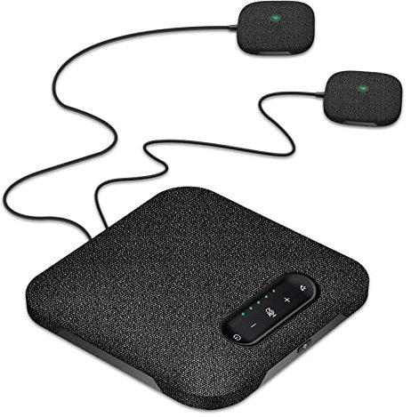 Escritorio USB Inalámbrico BT Conferencia Altavoz Incorporado 4 Micrófonos Altavoz Hi-Fi 2 Micrófono de extensión tura de Voz de 360° Función de cancelación de Ruido para PC Portátil Grabación de