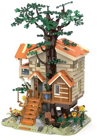 4 in 1 Tree House Building Set, 1711 PCS Seasonal Treehouse Building Block Toy, Forest Wood House Building Kit, Birthday Gift for Adults Teens 8+