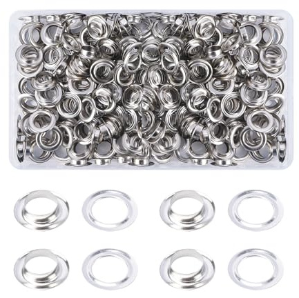 HO2NLE 500 Sets 10mm Kit Herramienta Ojetes Plata Ojales de Metal para Lonas, Cortinas, Toldos, Zapatos, Bolsas